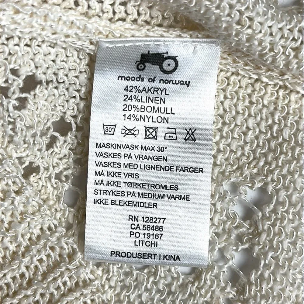 MOODS of NORWAY Cream Knit Top Seeater Boat Neck Batwing Sleeves Linen Blend M